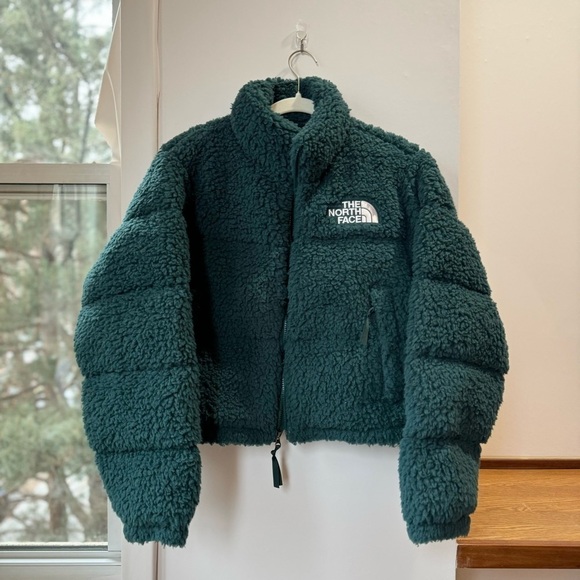 New The North Face Nuptse Sherpa Jacket Puffer High Pile Fleece Green - Picture 6 of 15